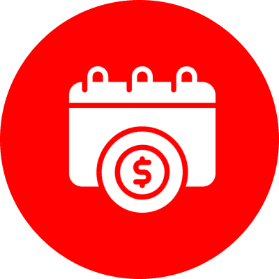 Calendar icon with dollar symbol inside circle.
