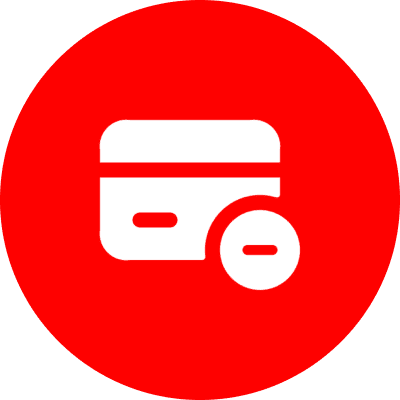 Credit card icon on red background