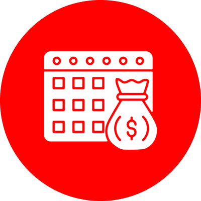 Financial planning symbol with calendar and cash