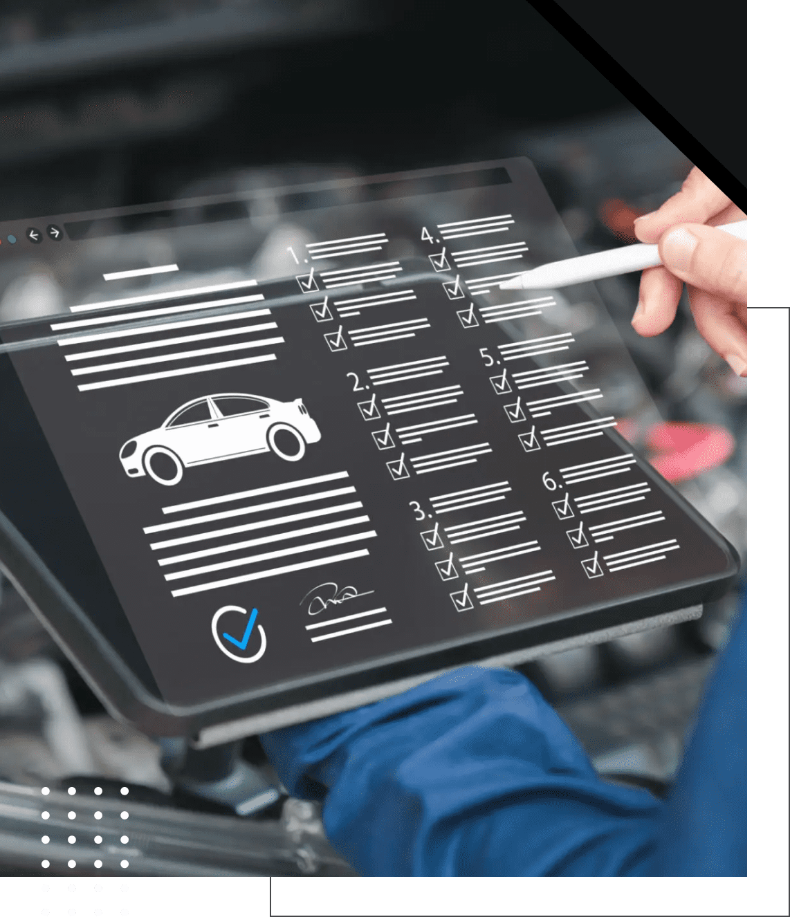 Electronic checklist with car illustration