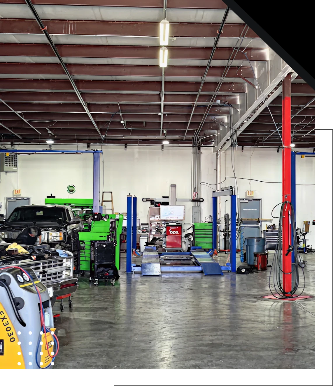 Car maintenance garage with tools