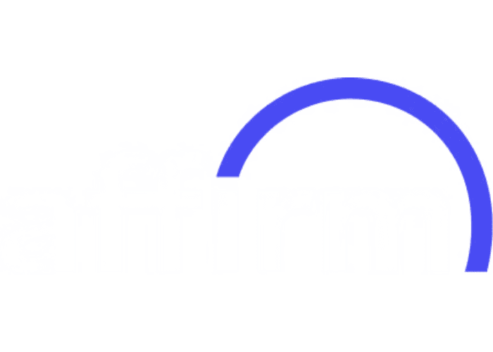 Affirm logo white text blue arc
